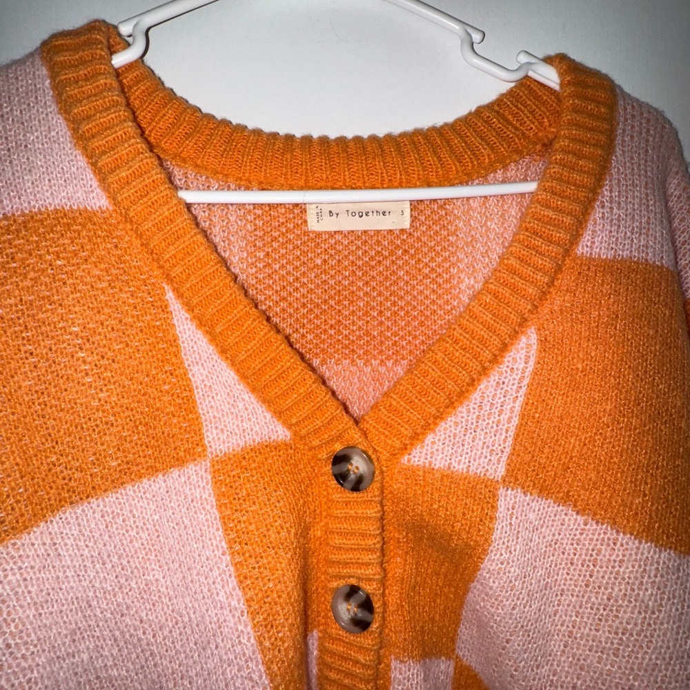 Colorblock V-Neck Button-Up Sweater - Picture 2 of 3